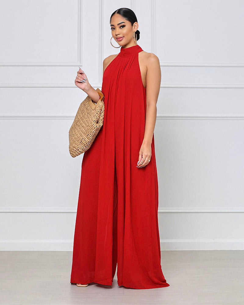 Dames casual jumpsuit met halternek - mouwloze zomeroutfit voor evenementen