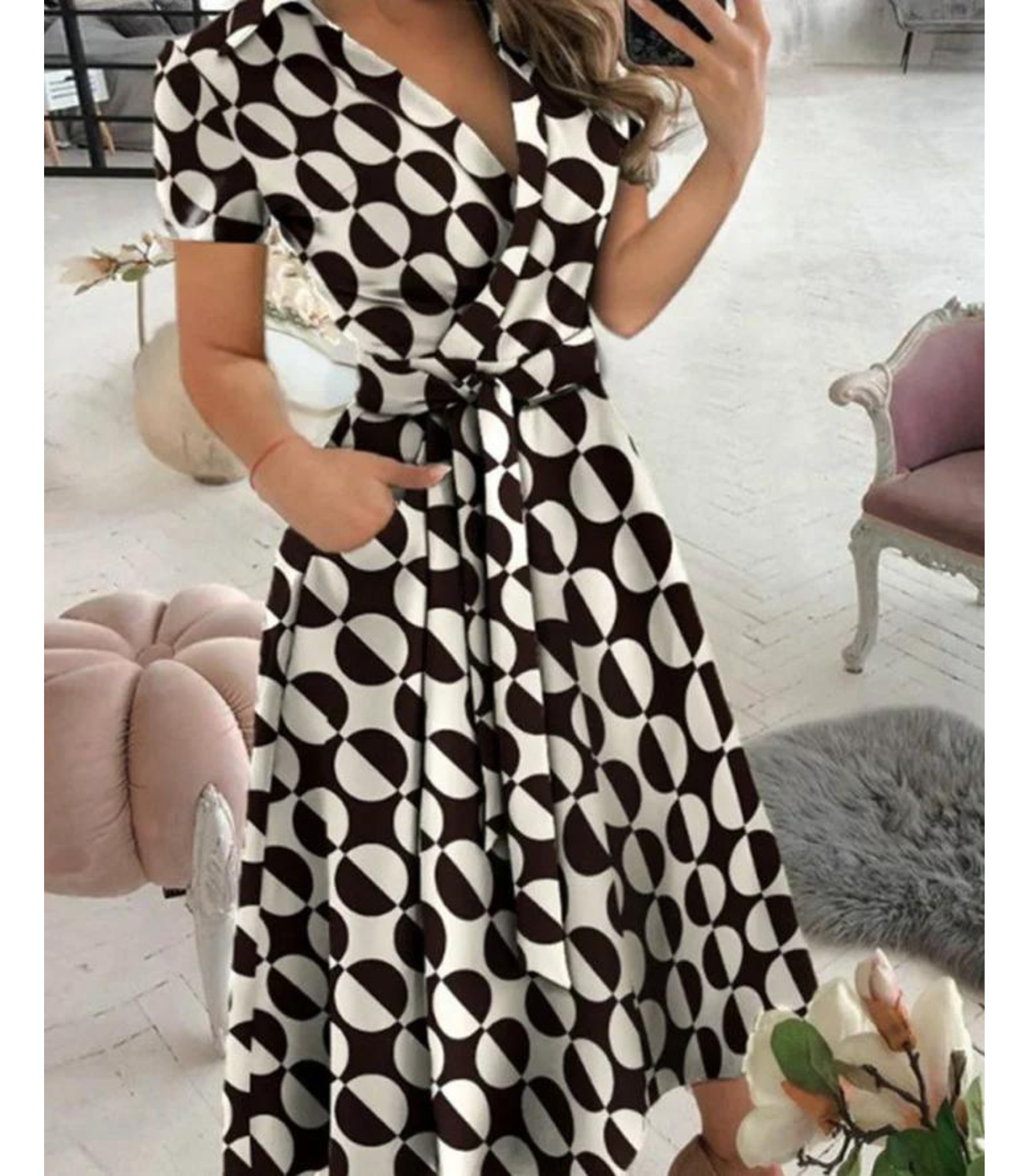 Midi wikkeljurk - verfijnde groene jurk met strik taille