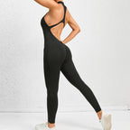 Yoga fitness jumpsuit - mouwloze stretch shapewear met buikcontrole en liftende pasvorm - Bakkermode.nl
