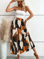 Vrouwen maxi rok met plooien - geometrische print voor casual en avondkleding