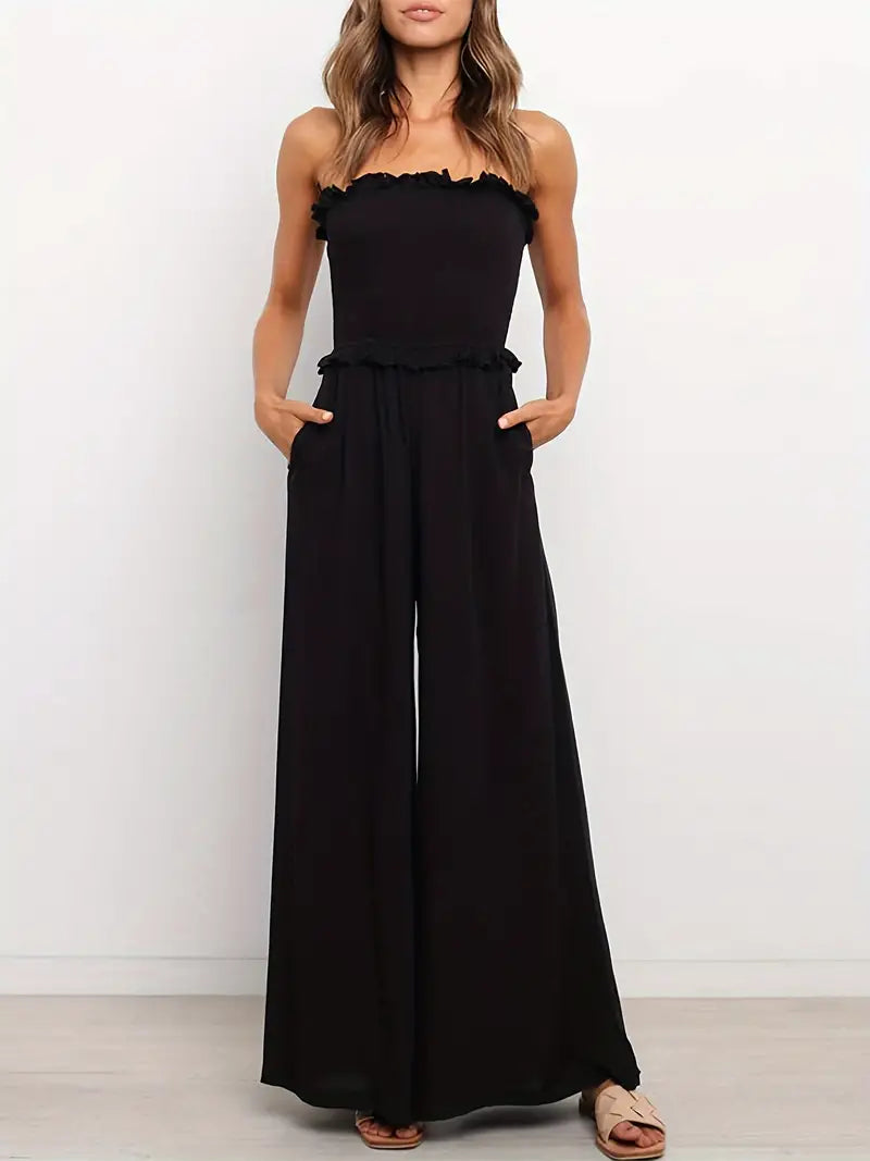 Strapless jumpsuit - chique zwarte dames playsuit