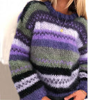 Gestreepte Noorse trui - warme, kleurrijke Scandinavische dames pullover - Bakkermode.nl