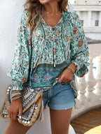 Bloemenblouse - stijlvolle dames top met lange mouwen