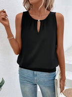 Mouwloze top - stijlvolle blouse voor dames met sleutelgatdetail