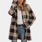 Gepromot coat - gezellige dames checkered oversized jas