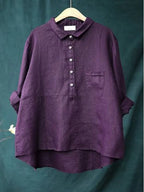 Linnen blouse voor dames met lange mouwen - lichte casual everyday top in relaxte pasvorm