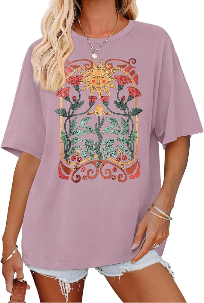 Boho vintage letter print t-shirt vrouwen zomer