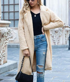 Elegante lange teddyjas dames - warme winter oversized jas - Bakkermode.nl