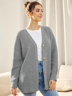 Dames oversized cardigan - relaxte fit gebreide trui met lange mouwen en knoopsluiting voor casual wear