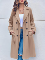Khaki dubbele rij trenchcoat voor dames - met ceintuur in de taille - Bakkermode.nl