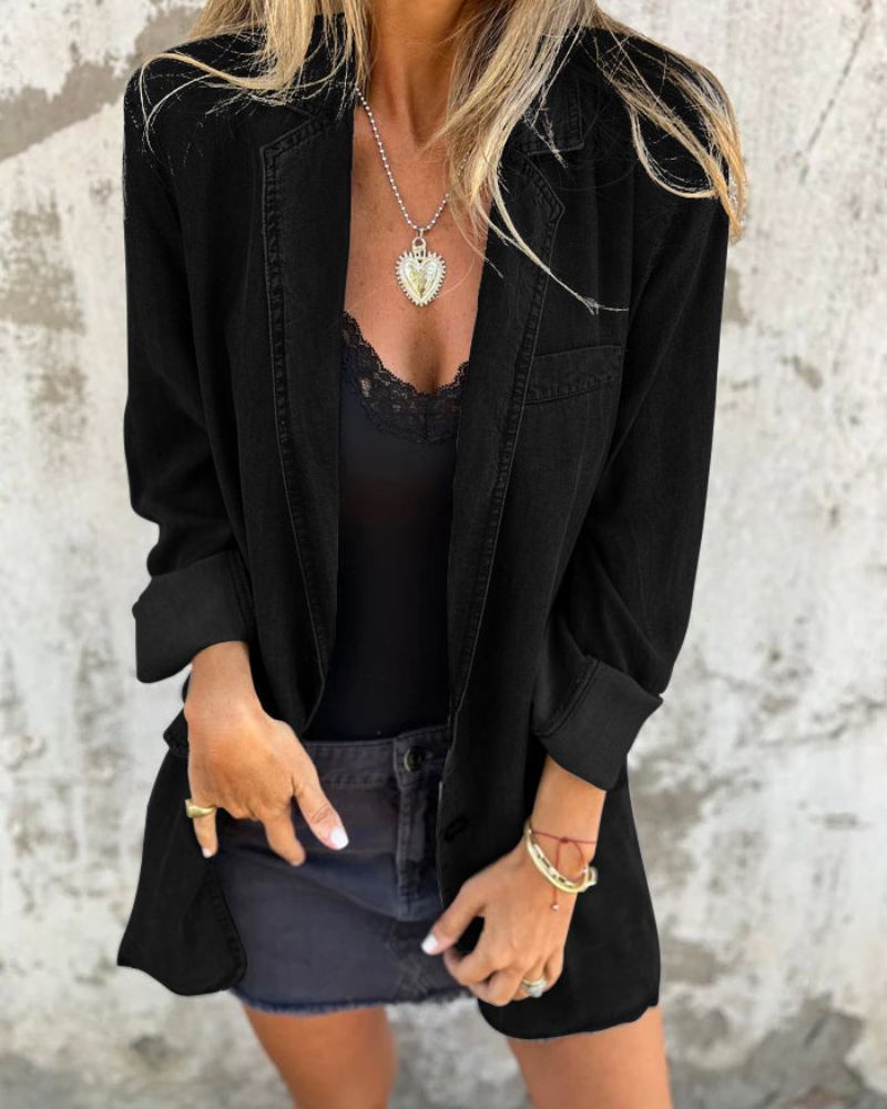 Dames denim blazer - chic laagje voor op kantoor en casual gebruik