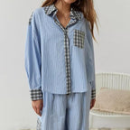 2-delige loungewear set - dames pyjama met geruite details - Bakkermode.nl