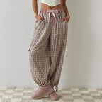 2-delige loungewear set - dames pyjama met geruite details - Bakkermode.nl