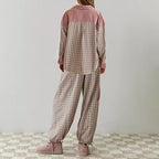 2-delige loungewear set - dames pyjama met geruite details - Bakkermode.nl