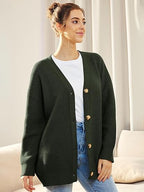 Dames oversized cardigan - relaxte fit gebreide trui met lange mouwen en knoopsluiting voor casual wear