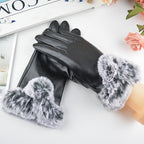 Leren handschoenen - elegante dames winterhandschoenen met nep bont