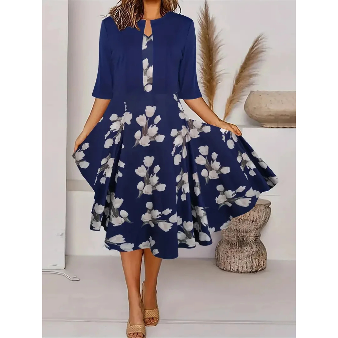 Dames 2-delig bloemen midi jurkje met cardi - elegante casual look voor stijlvolle vrouwen