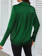 Donkergroene blouse - lange mouwen dames overhemd