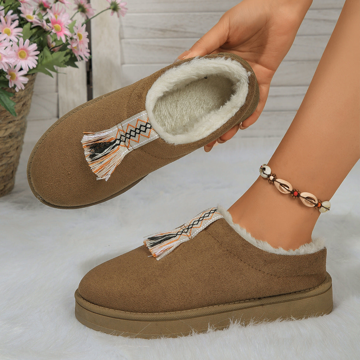 Warme pantoffels - dames huis slippers met fleece voering en ritssluiting - Bakkermode.nl