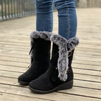Faux fur gebochelde wedge boots - stijlvolle winterboots voor dames