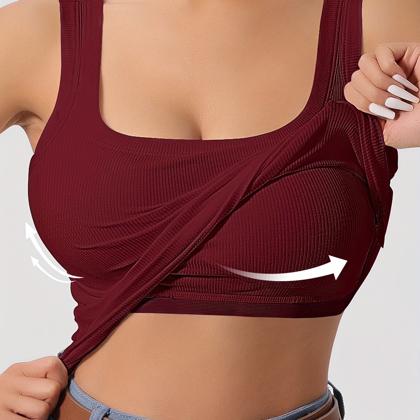 Ribbel tanktop met verwijderbare padding - dames essentiële mouwloze top