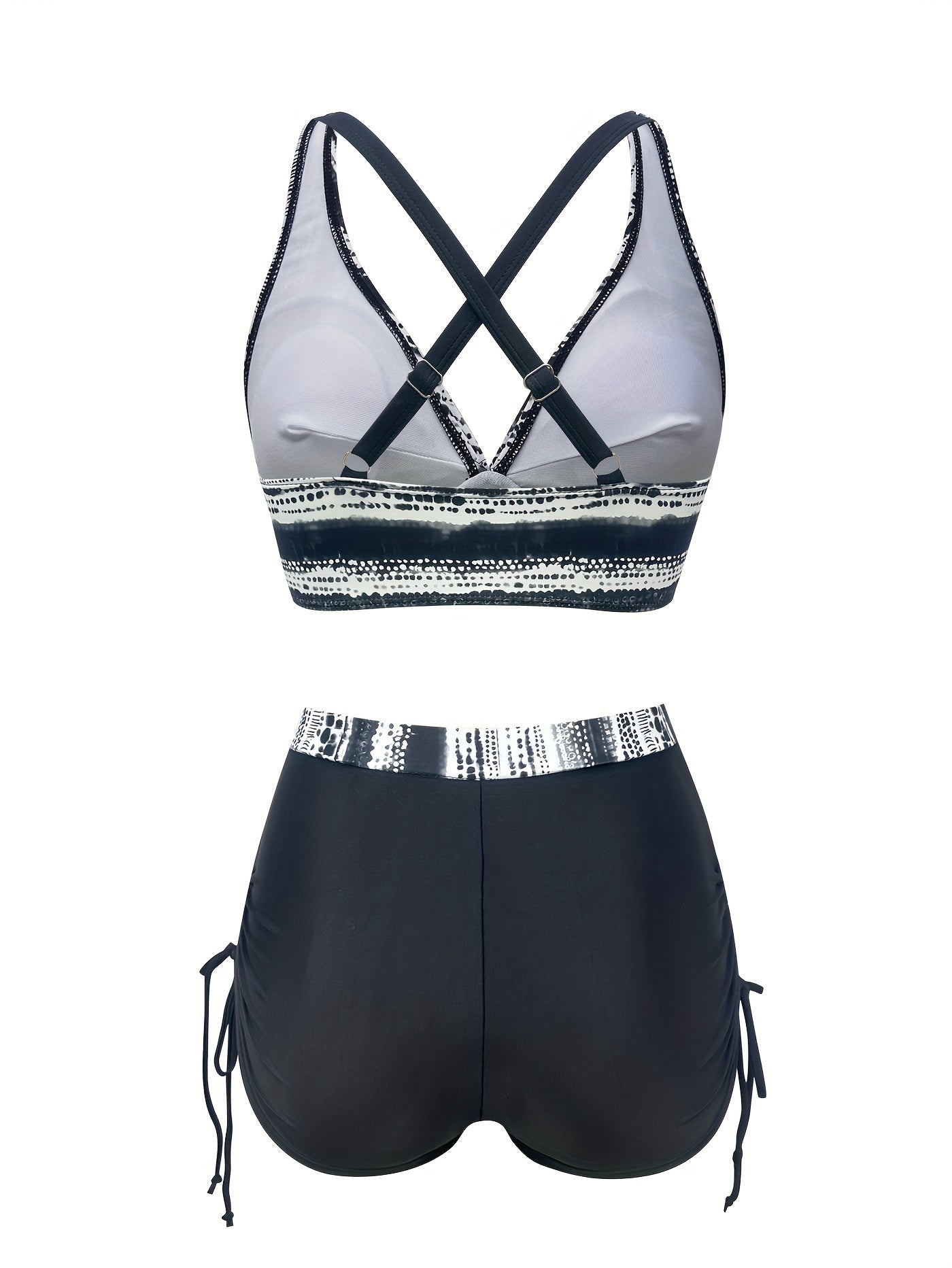 2-delige zwarte zwemset - chique tankini en hoge taille shorts voor dames