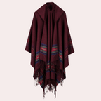 Wollen poncho - elegante dames winterwrap met franjes