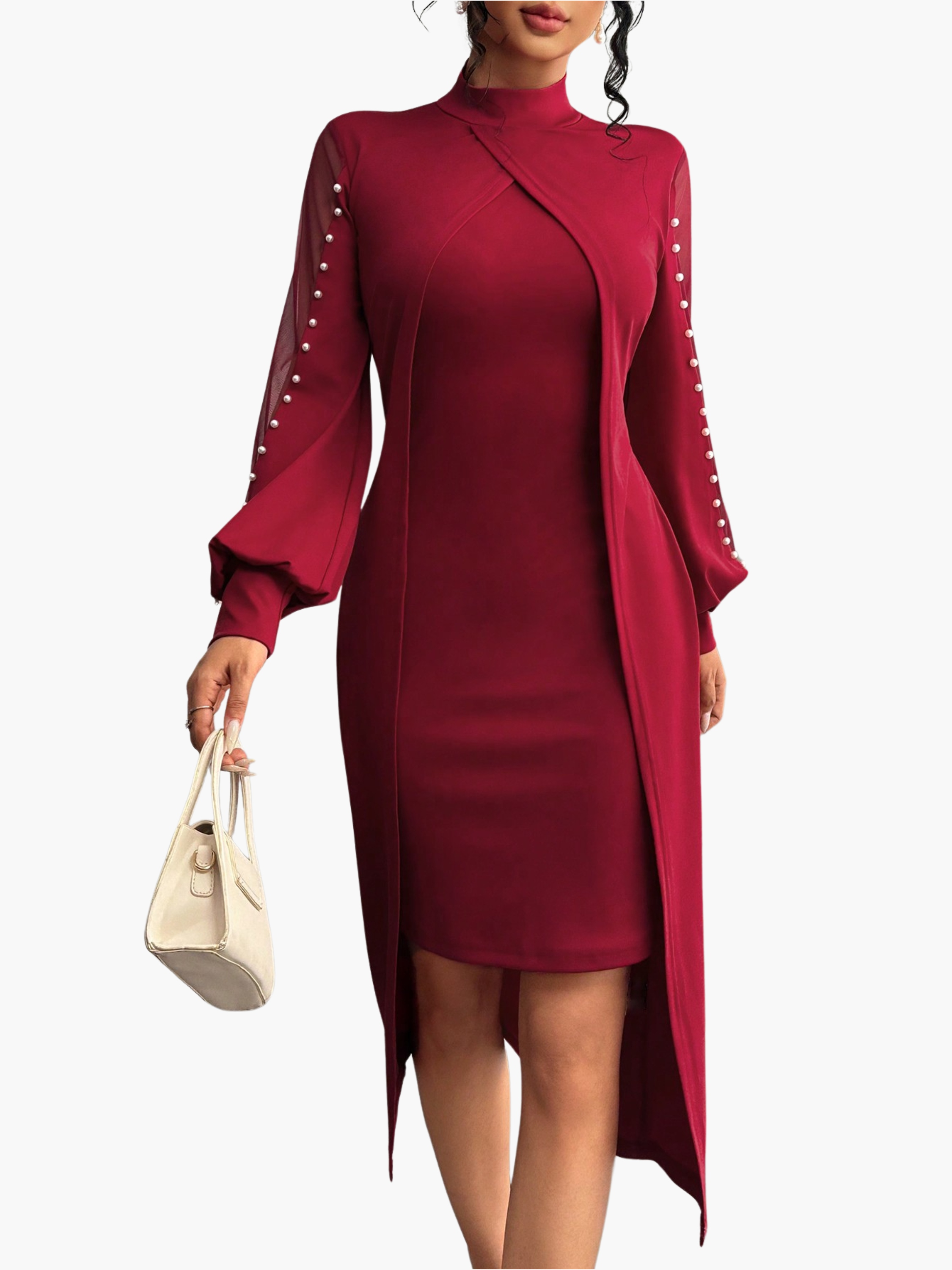 Maxi jurk - elegan ante damesjurk met verfijnde mouwen