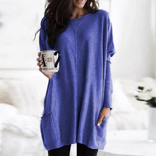 Lange tuniek met zakken - comfortabele dames oversized top - Bakkermode.nl