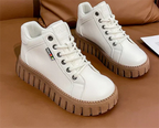 Dames high-top sneakers - trendy witte chunky zool