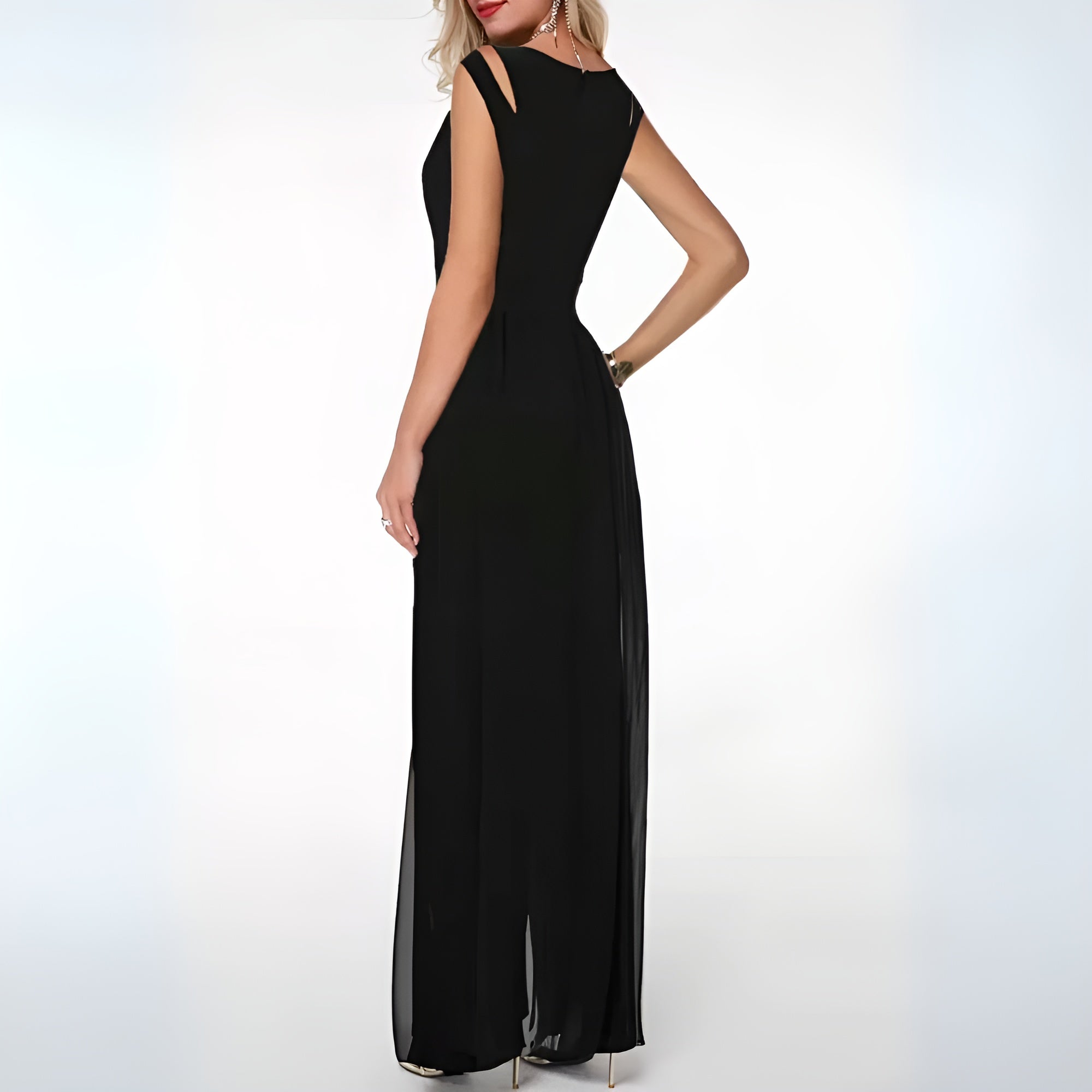 Dames jumpsuit - verfijnde chiffon outfit met chique uitsnijdingen