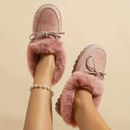 Dames faux fur gevoerde mocassinslippers - gezellige binnenschoenen