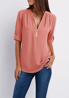 Dames blouse met rits - elegante top voor casual en veelzijdig gebruik