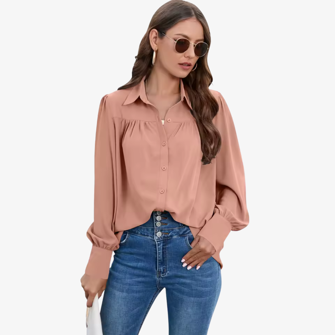 Dames chiffon blouse - tijdloze lange mouwen kantooroutfit - luchtige top voor vrouwen
