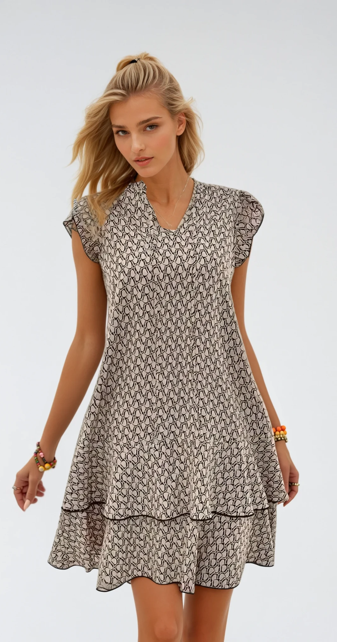 Dames casual midi jurk van luchtige stof - elegante everyday wear voor een moeiteloze stijl