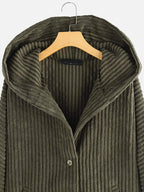 Hooded ribbed jas - stijlvolle dames oversized high-low jacket