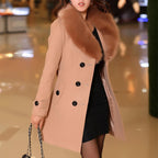 Dames tailored jas met nepmaterialen kraag - elegante outerwear voor casual en formele gelegenheden