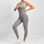 Yoga fitness jumpsuit - mouwloze stretch shapewear met buikcontrole en liftende pasvorm - Bakkermode.nl