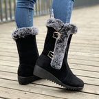 Faux fur gebochelde wedge boots - stijlvolle winterboots voor dames