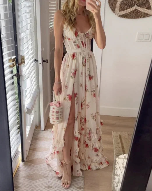 Florale maxi jurk - sierlijke outfit voor zomerse gelegenheden