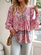 Bloemenblouse - stijlvolle dames top met lange mouwen