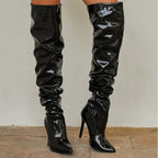 Over-the-knee laarzen - stijlvolle dames faux latex hoge hakken