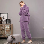 2-delige fleece loungewear set - gezellige dames pyjama set - Bakkermode.nl