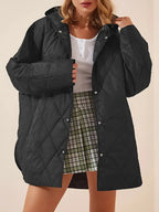Gewatteerde puffer zwarte en beige winterjas voor dames - warm en oversized - Bakkermode.nl
