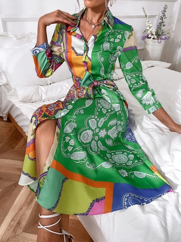 Shirtjurk - gedrukt met ceintuur voor dames