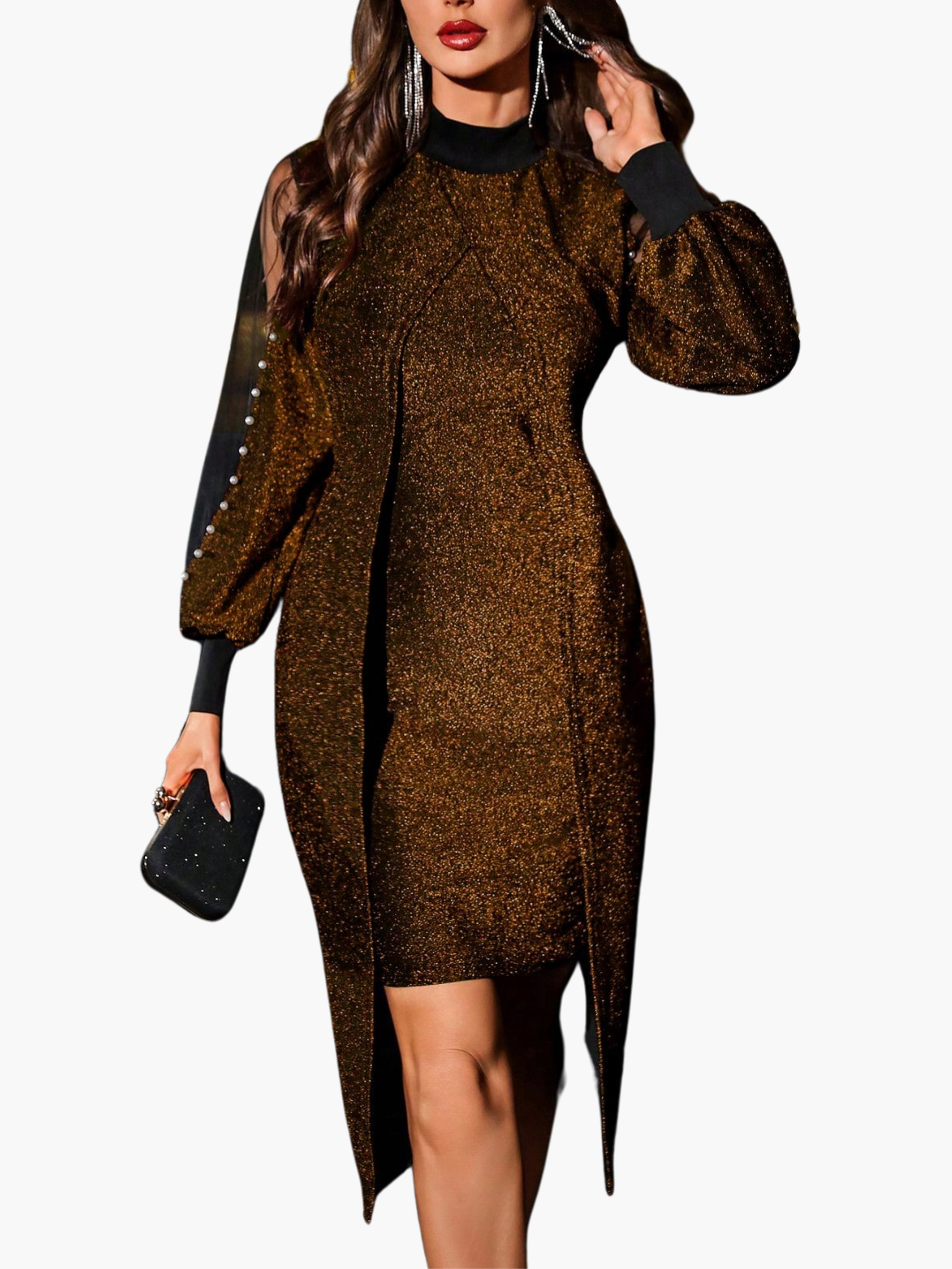 Maxi jurk - elegan ante damesjurk met verfijnde mouwen