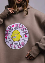 Oversized hoodie met eendenprint - casual dames sweater - Bakkermode.nl