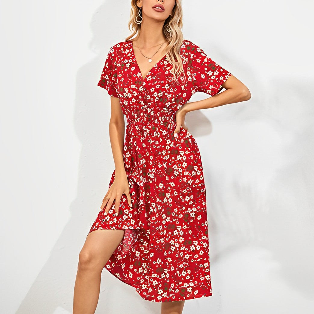 Bloemen jurk tot de knie - elegante midi damesmode