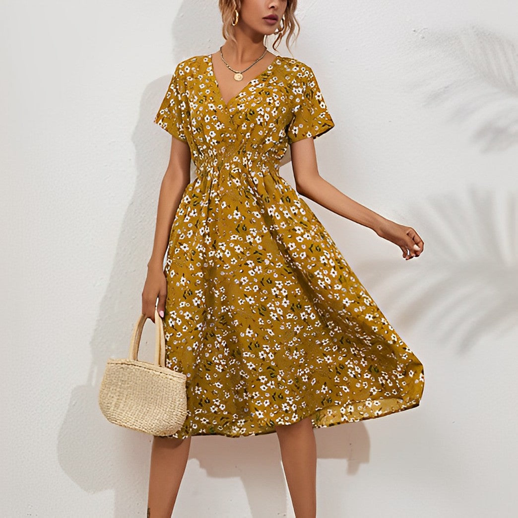 Bloemen midi-jurk - elegante dames outfit