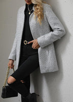 Grijze tweedjas met visgraatpatroon voor dames - casual en formele jas - Bakkermode.nl